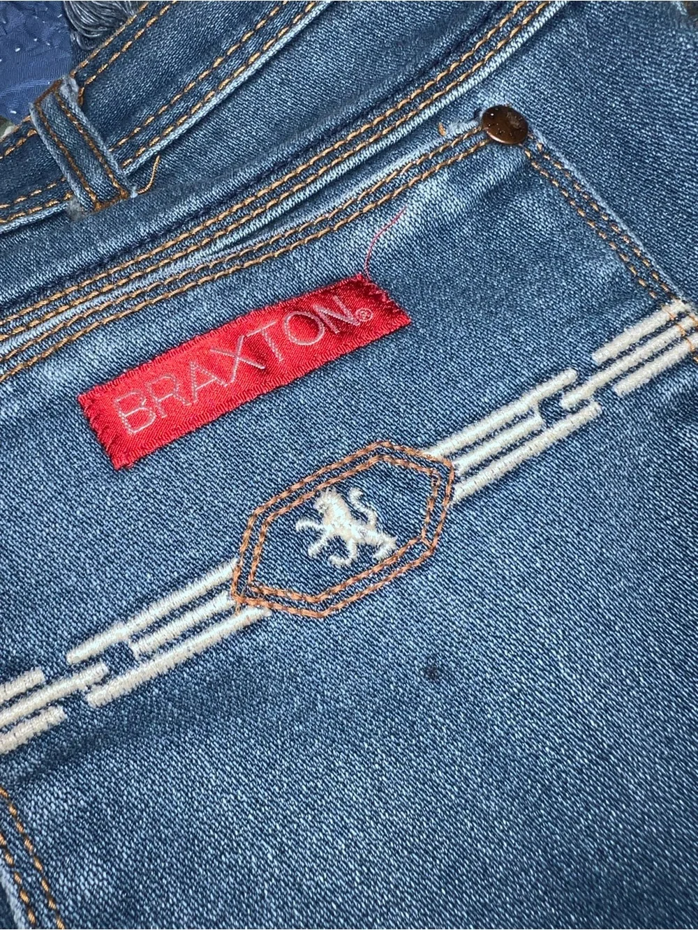 Vintage Braxton Stretch Denim Long Bermuda Shorts Frayed Hem Plus Size 18